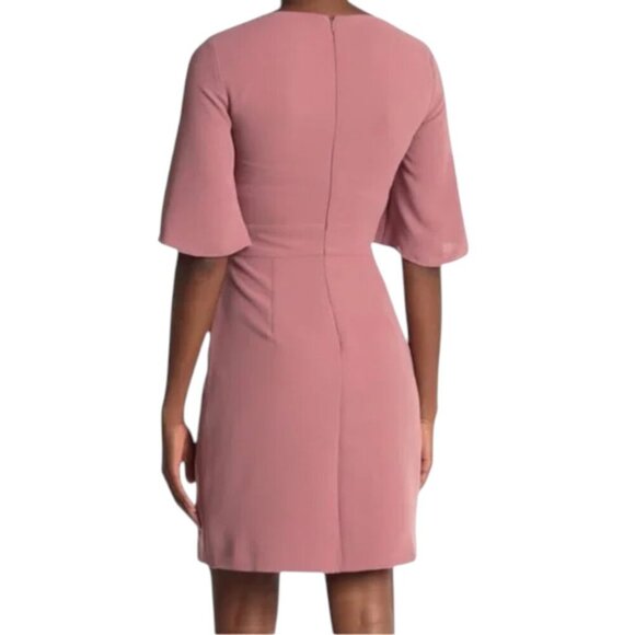 Reiss Myra Crossover Mauve Pink Short Sleeve Sheath Dress - Picture 2 of 13